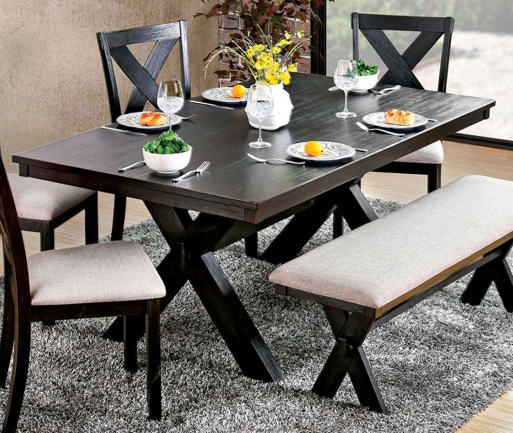 Xanthe Black Wood Rectangular Dining Table