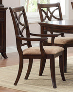 Keegan 2 Brown Wood Arm Chairs w/ Fabric Upholstery