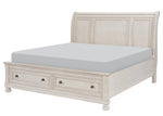 Bethel Antique White Wood Queen Sleigh Bed with Storage