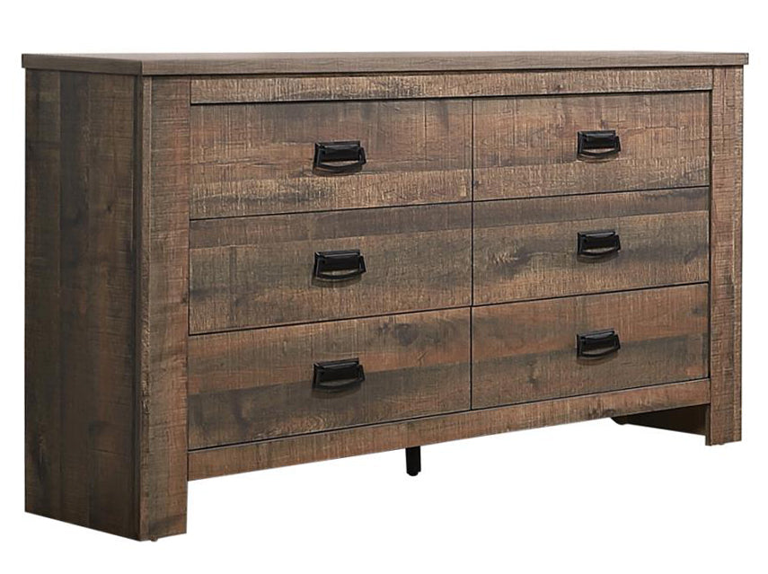 Frederick Weathered Oak Wood 6-Drawer Dresser