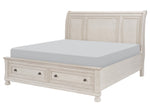 Bethel Antique White Wood Cal King Bed with Storage