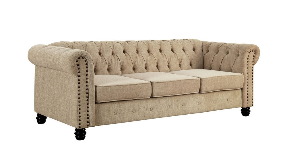 Winifred Ivory Chenille Fabric Sofa