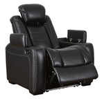 Party Time Midnight Faux Leather Power Recliner