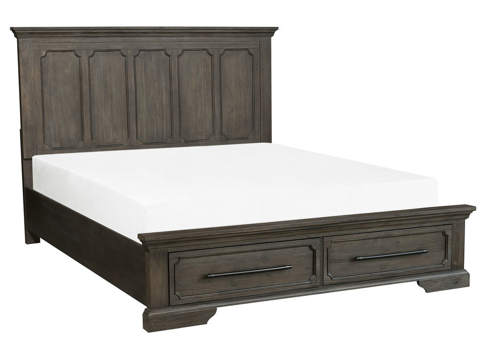 Toulon Wire-Brushed Distressing Dark Oak Cal King Bed