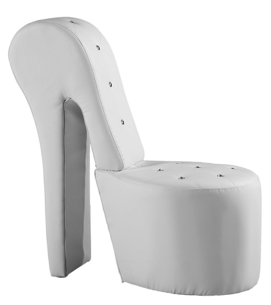 Heel White Faux Leather Accent Chair