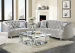 Avonlea 2-Pc Grey Velvet Sofa Set with Accent Pillows