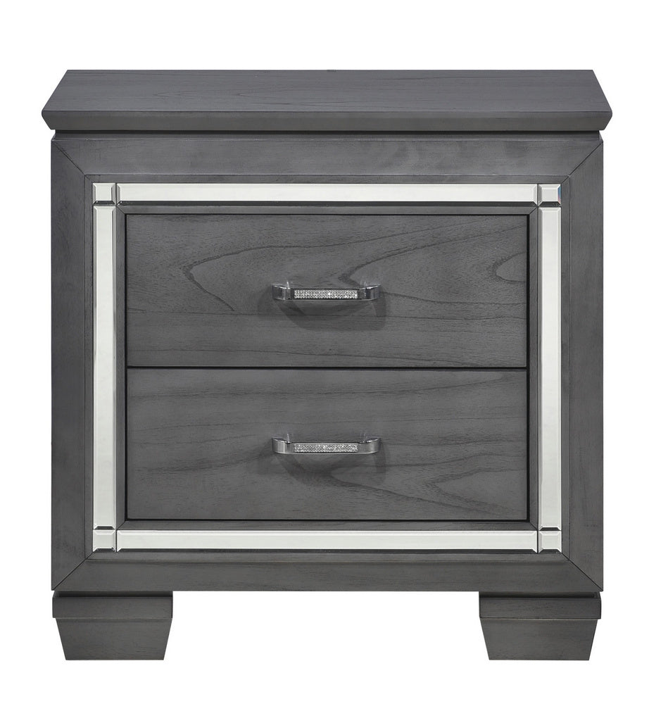 Allura Gray Wood Nightstand with Alligator Embossing