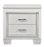 Allura White Wood Nightstand with Alligator Embossing