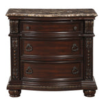 Cavalier Dark Cherry Wood/Genuine Marble Nightstand