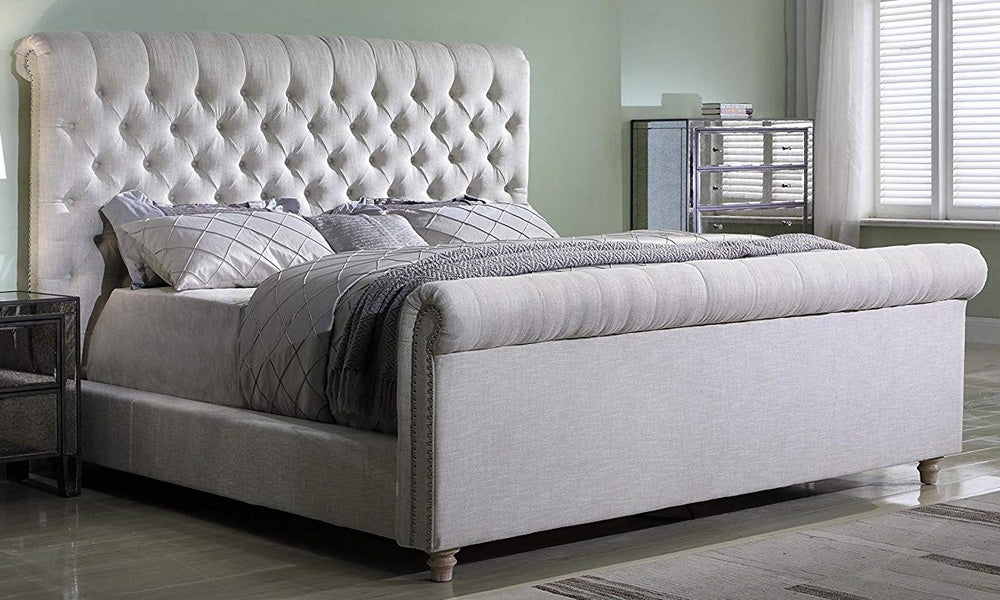 Jean-Carrie Cream Fabric Cal King Bed (Oversized)