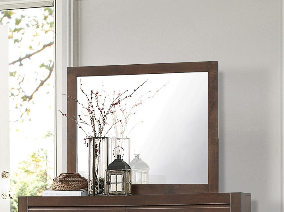 Erwan Modern Espresso Wood Frame Dresser Mirror