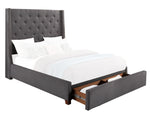 Fairborn Dark Gray Fabric Tufted Queen Bed with Storage