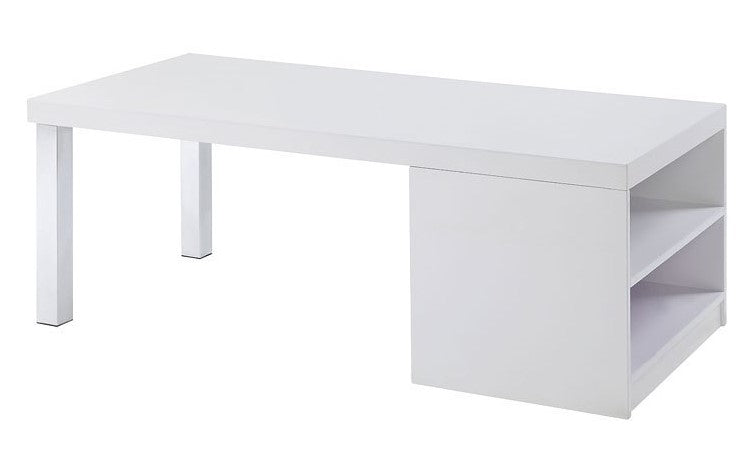 Harta White High Gloss Wood/Chrome Metal Coffee Table