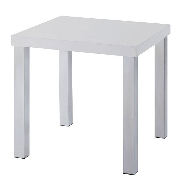 Harta White High Gloss Wood/Chrome Metal End Table