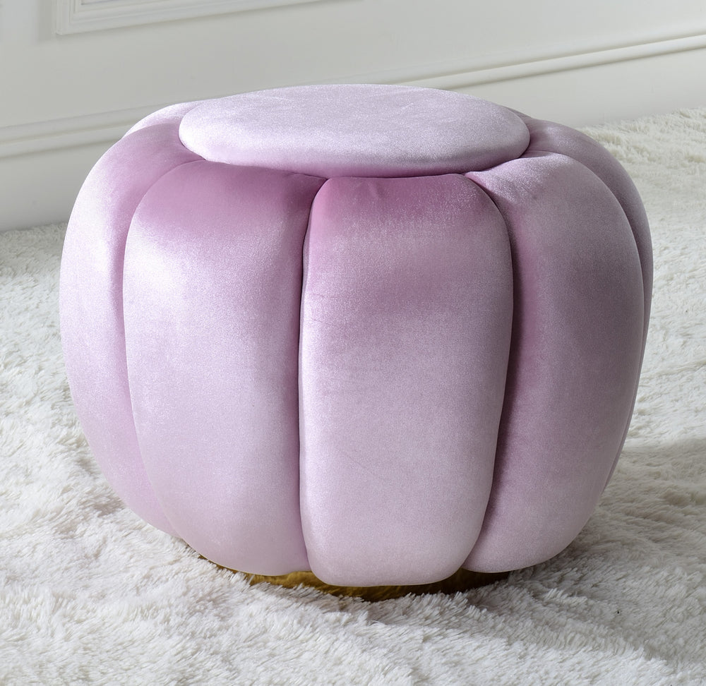 Heiress Bubblegum Pink Velvet Ottoman