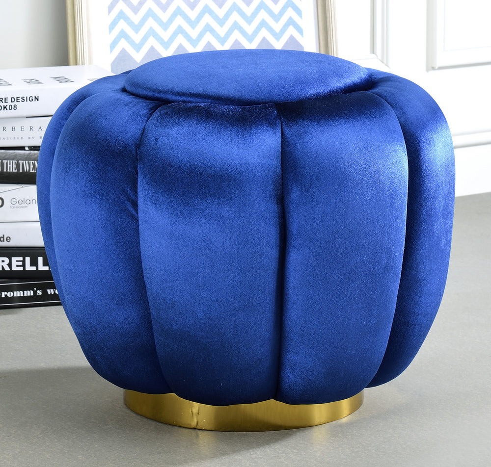 Heiress Sapphire Blue Velvet Ottoman