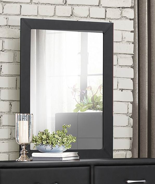 Lorenzi Black Vinyl Covered Frame Mirror