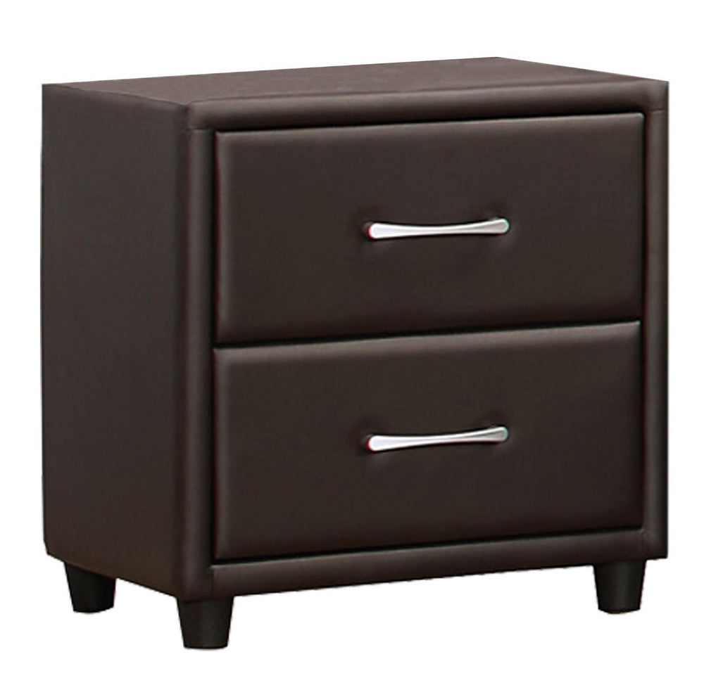 Lorenzi Dark Brown Upholstered Vinyl Nightstand