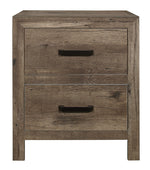 Mandan Weathered Pine Wood 2-Drawer Nightstand