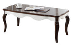 Mathias Walnut/White Wood Coffee Table with Scrolled Apron