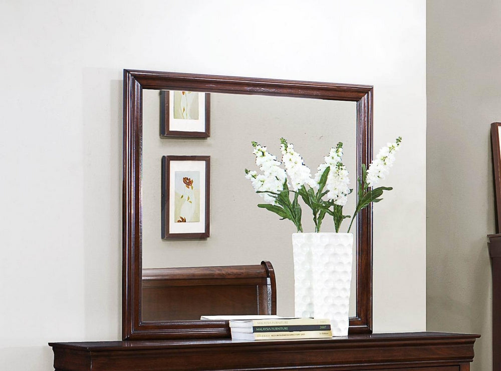 Mayville Classic Brown Cherry Wood Frame Dresser Mirror