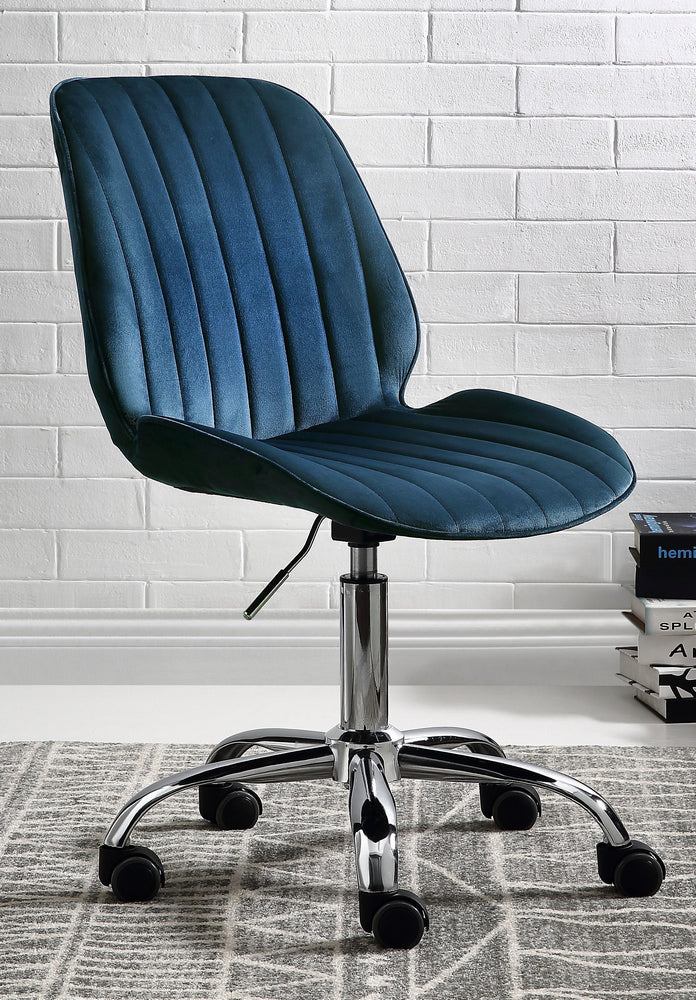 Muata Twilight Blue Velvet/Chrome Metal Office Chair