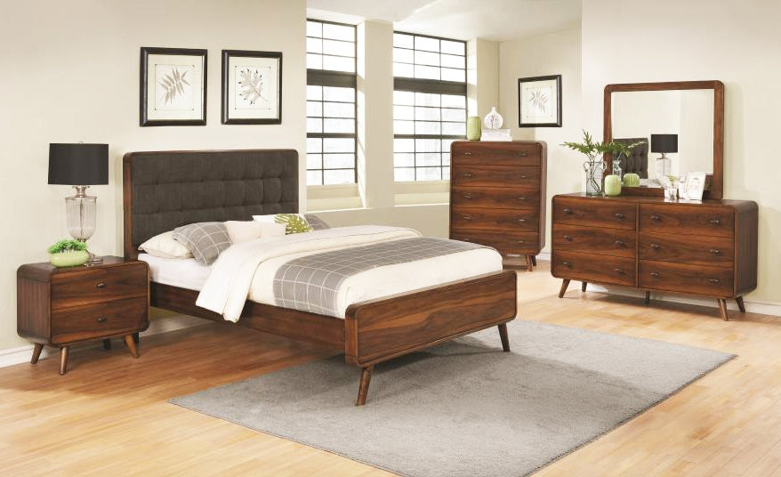 Robyn 5-Pc Dark Walnut Wood King Bedroom Set