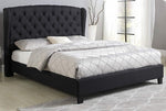 Yvette Black Fabric Tufted Queen Bed