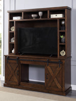 Aksel 3-Pc Walnut Wood Entertainment Center with Fireplace