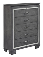 Allura Gray Wood 5-Drawer Chest w/Alligator Embossing