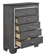 Allura Gray Wood 5-Drawer Chest w/Alligator Embossing