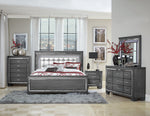 Allura Gray Wood Full Bed with LED Lighting