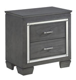 Allura Gray Wood Nightstand with Alligator Embossing