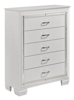 Allura White Wood 5-Drawer Chest w/Alligator Embossing