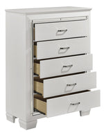 Allura White Wood 5-Drawer Chest w/Alligator Embossing