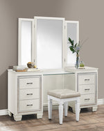 Allura White Wood Vanity Table with Mirror