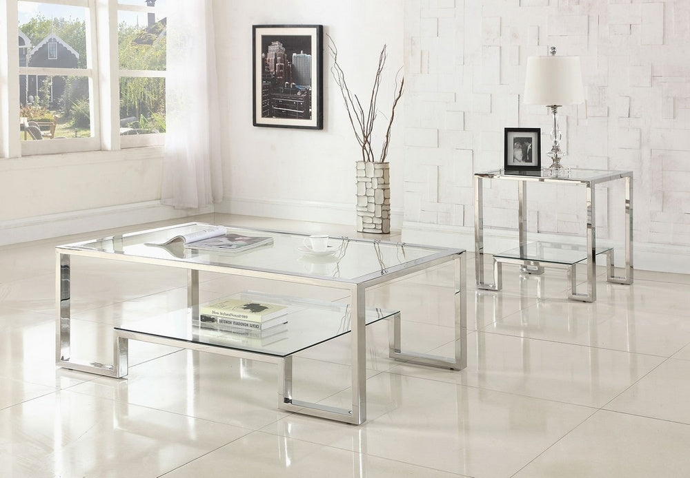 Apolonia Clear Glass/Silver End Table