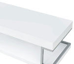 Aspers White High Gloss Wood/Chrome Metal Coffee Table