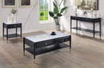 Atalia Marble/Black Wood 2-Drawer Coffee Table with Shelf