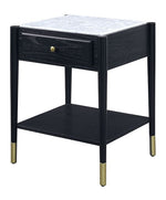 Atalia Marble/Black Wood End Table with Shelf