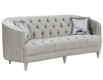 Avonlea 2-Pc Grey Velvet Sofa Set with Accent Pillows