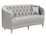 Avonlea 2-Pc Grey Velvet Sofa Set with Accent Pillows