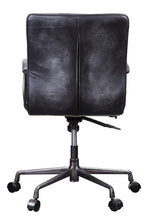 Barack Vintage Black Top Grain Leather Swivel Office Chair