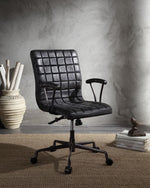 Barack Vintage Black Top Grain Leather Swivel Office Chair