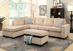 Belville Beige Velvet Reversible Sectional Sofa with Pillows