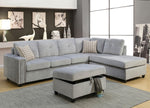 Belville Gray Velvet Reversible Sectional Sofa with Pillows