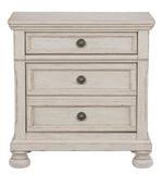 Bethel Antique White Wood 3-Drawer Nightstand