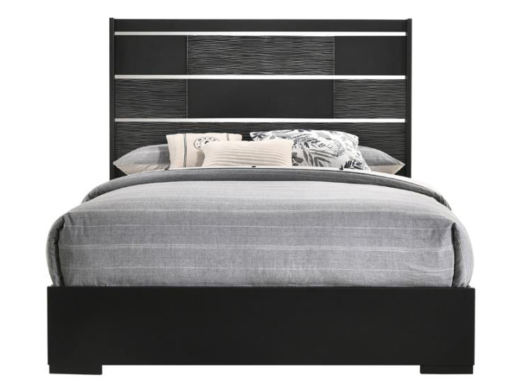 Blacktoft Contemporary Black Wood Queen Panel Bed