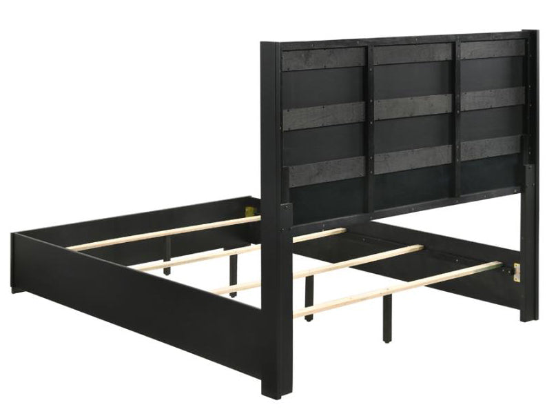 Blacktoft Contemporary Black Wood Queen Panel Bed
