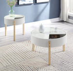 Bodfish White/Natural Wood Coffee Table with Hidden Storage